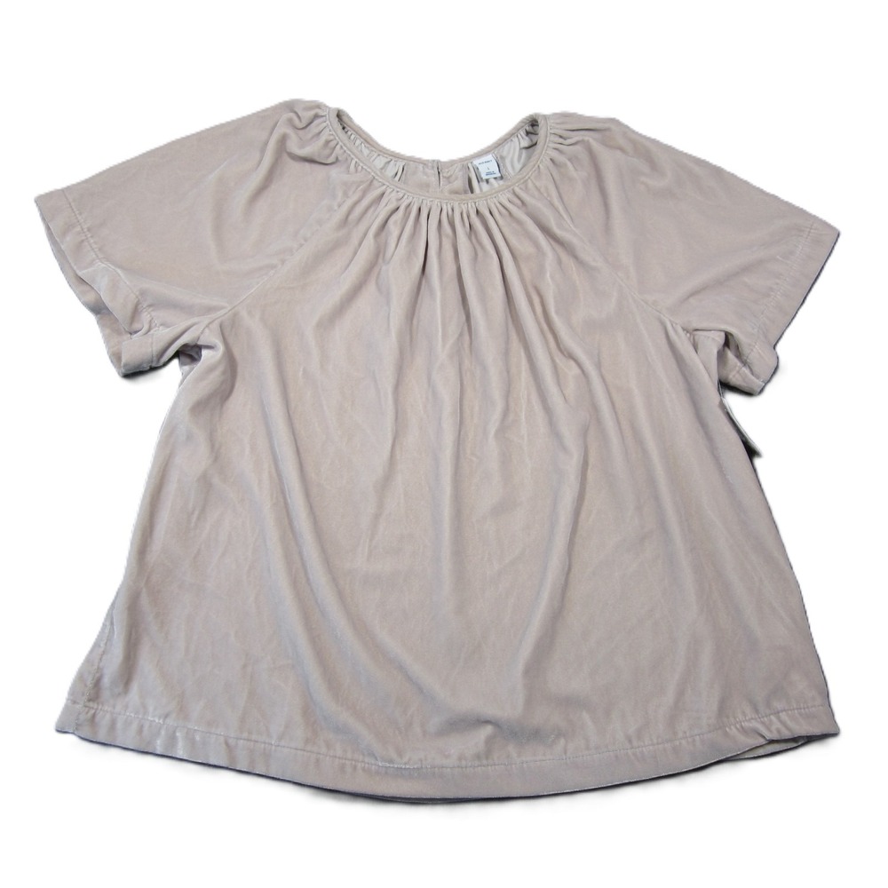 Old Navy Velvet Shirred Shirt L Pale Pink Stretch Soft Girl Cottagecore Romantic